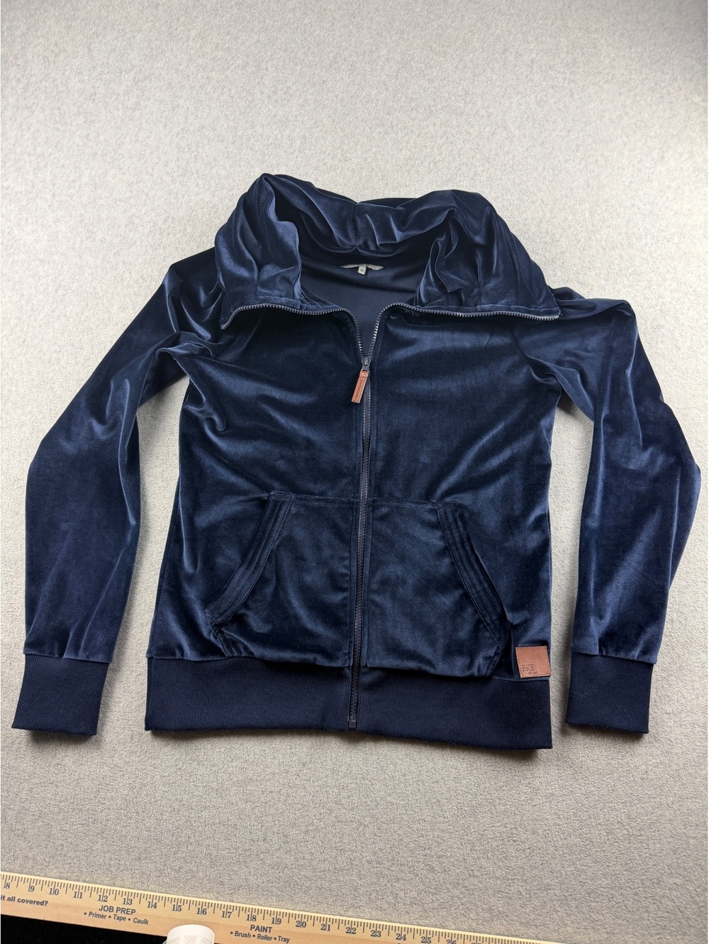 BKE Womens M Navy Blue Velour Velvet Full Zip Hoodie Jacket Y2K 2000s